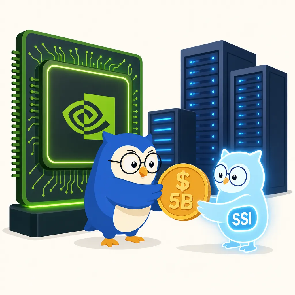 Quill the owl illustration for Nvidia Bets $5 Billion on the Man Who Wants to Build Safe Superintelligence